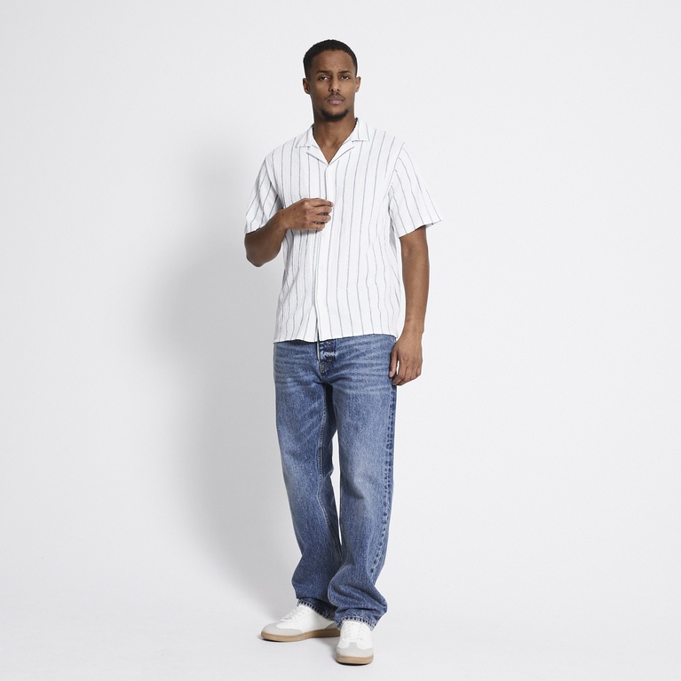 Short sleeve shirt "Steven Structure Stripe" Midnight Blue